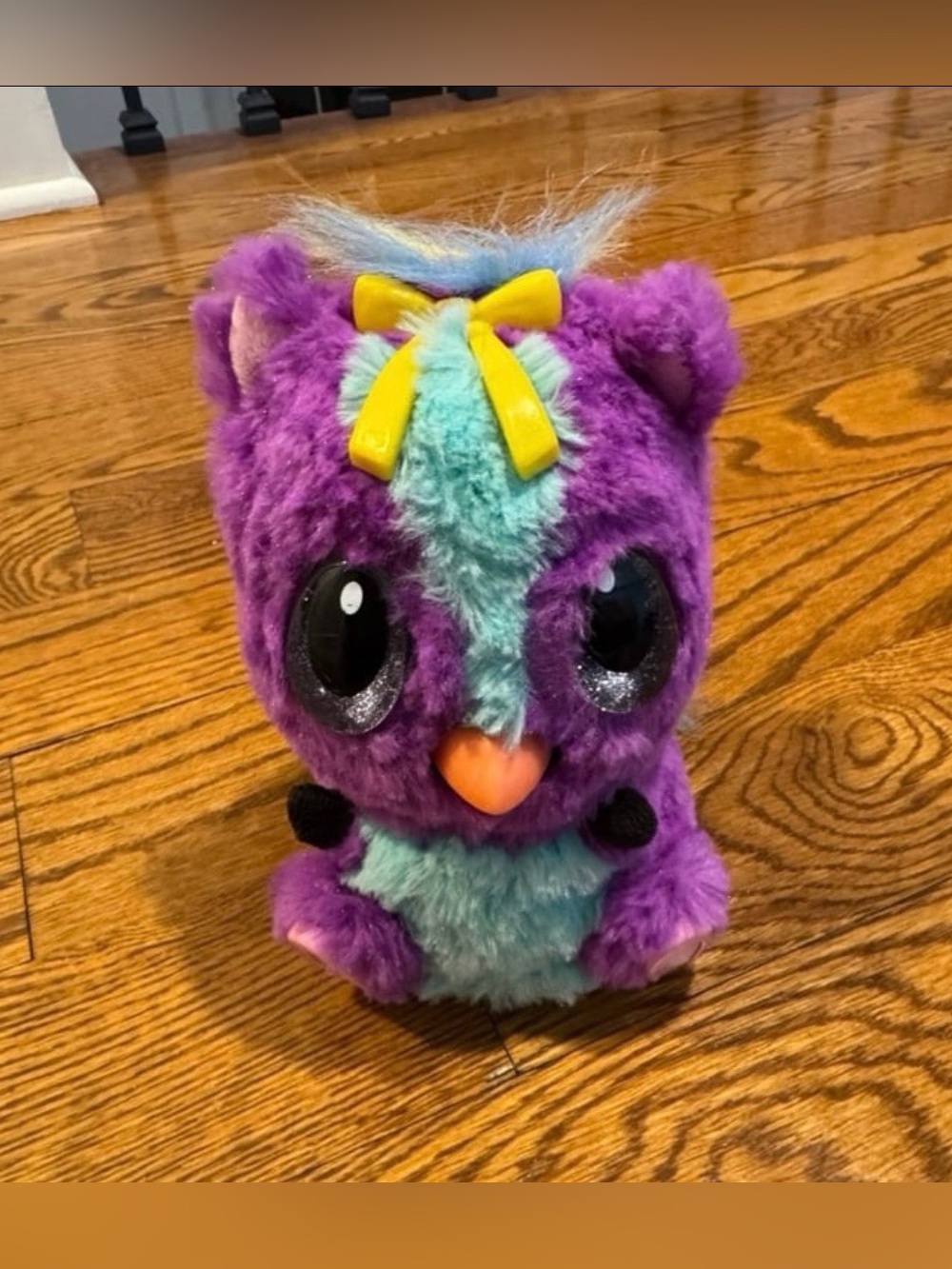 Large purple Hatchimal figure with light up eyes